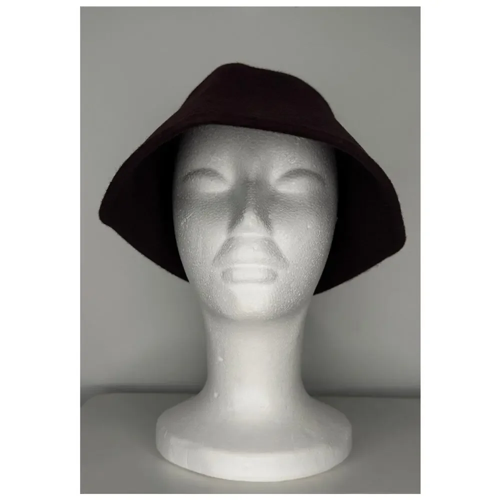 1970s–1980s New York Hat Co Brown Wool Felt Asymmetrical Cloche Hat